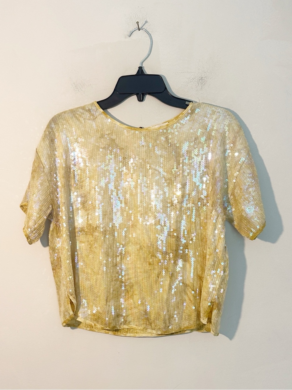 Anthropologie x Pilcro Yellow Sequin top blouse women size Small - Picture 6 of 9